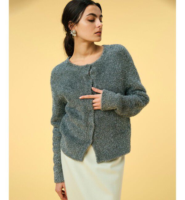 BEIGE,「【洗える】MARRONNIERS / ラメテープヤーンカーディガン」|カーディガン|Silver