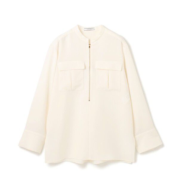 BEIGE,「【洗える】JASMINE / スタンドカラージップブラウス」|シャツ・ブラウス|