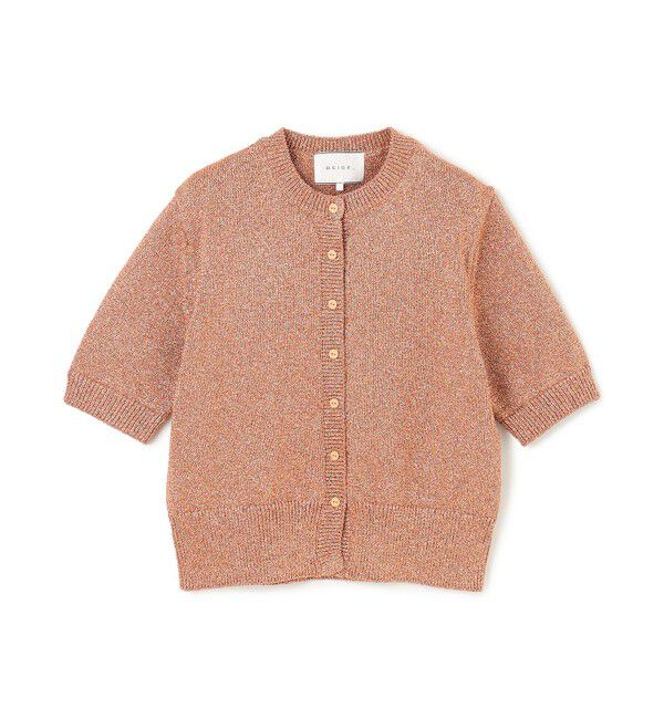 BEIGE,「【洗える】VANDA / ラメ入りクルーネック半袖カーディガン」|カーディガン|