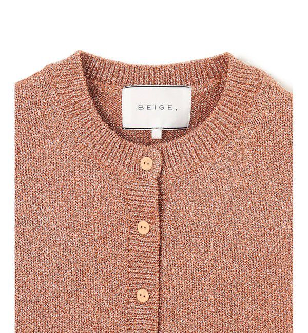 BEIGE,「【洗える】VANDA / ラメ入りクルーネック半袖カーディガン」|カーディガン|