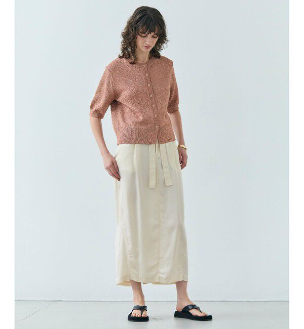 BEIGE,「【洗える】VANDA / ラメ入りクルーネック半袖カーディガン」|カーディガン|