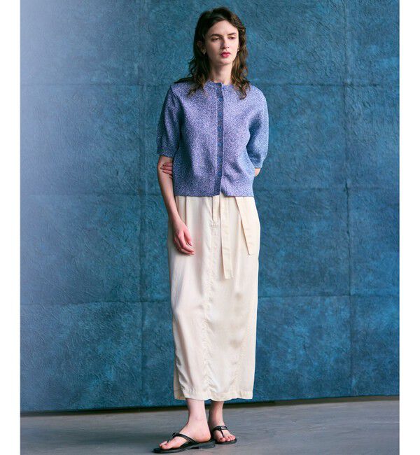 BEIGE,「【洗える】VANDA / ラメ入りクルーネック半袖カーディガン」|カーディガン|