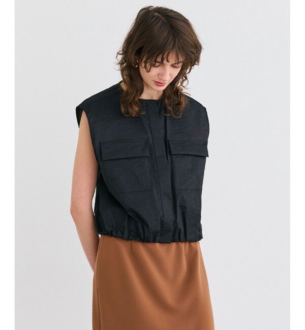 BEIGE,「【洗える】LANTANA / ビックポケットノースリーブブルゾン」|シャツ・ブラウス|Black