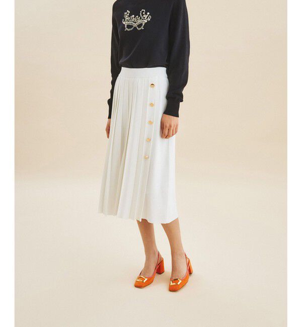  「ミラノリブプリーツスカート」|スカート|ホワイト