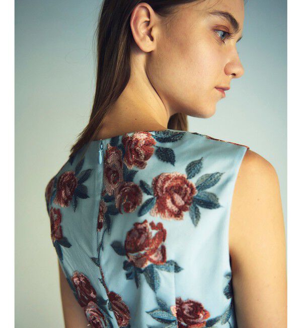 GRACE CONTINENTAL「ローズ刺繍フレアドレス」|ドレス|