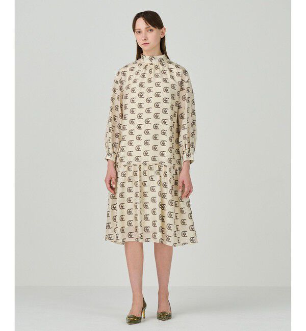 Grace Class「シルクモノグラムドレス」|ワンピース|ベージュ