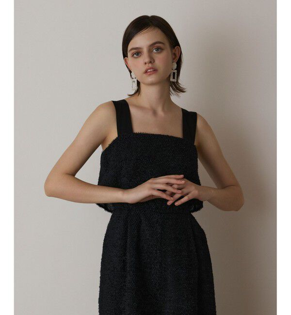  「カットジャガードサロペット」|オールインワン|ブラック