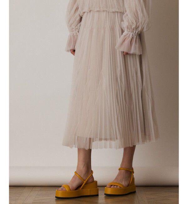  「チュールマチプリーツスカート」|スカート|ベージュ