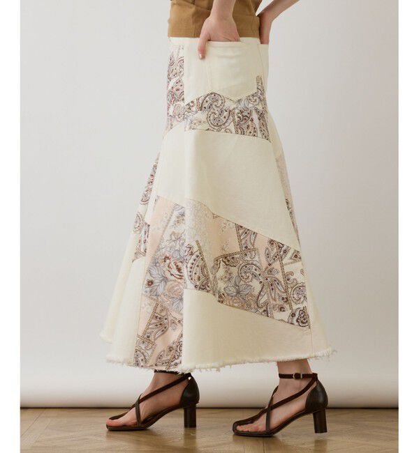 GRACE CONTINENTAL「スカーフコンビデニムスカート」|スカート|