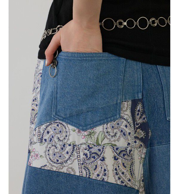 GRACE CONTINENTAL「スカーフコンビデニムスカート」|スカート|