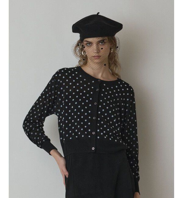 Diagram「ドットフロッキーニットカーディガン」|カーディガン|ブラック