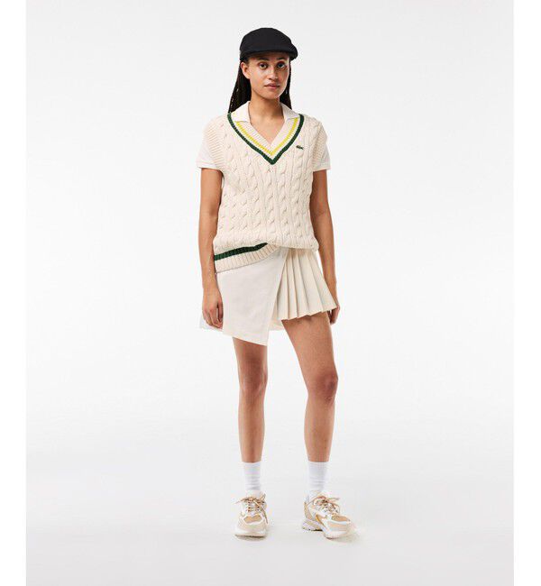 LACOSTE「Vネックケーブルニットベスト」|ベスト・ジレ|