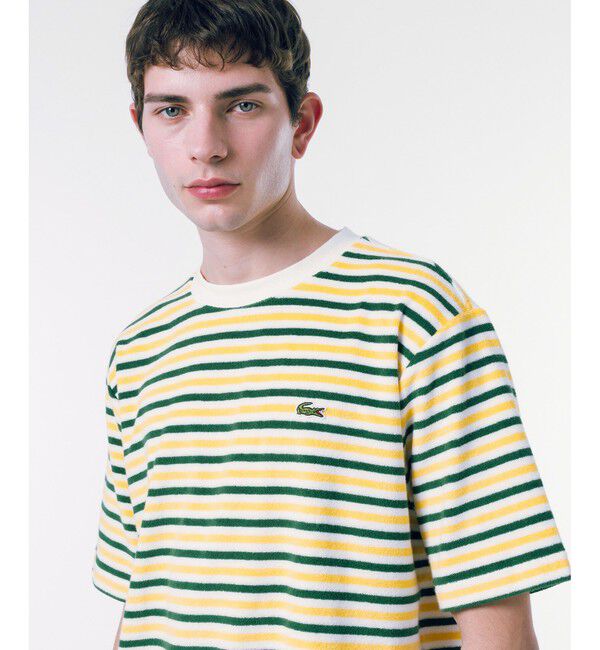 LACOSTE「オーバーサイズ ハイゲージパイル地ボーダー半袖Tシャツ」|Tシャツ・カットソー|