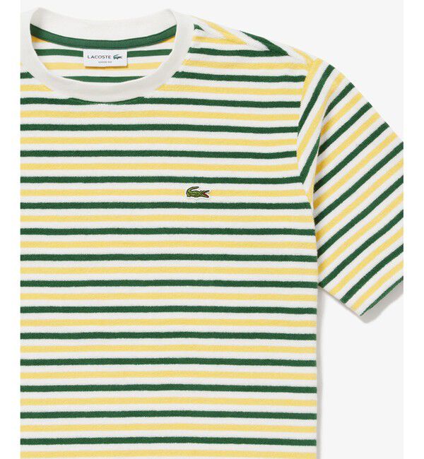 LACOSTE「オーバーサイズ ハイゲージパイル地ボーダー半袖Tシャツ」|Tシャツ・カットソー|