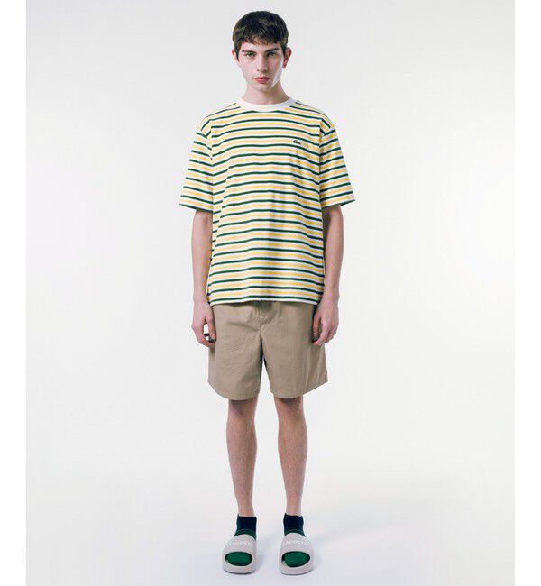 LACOSTE「オーバーサイズ ハイゲージパイル地ボーダー半袖Tシャツ」|Tシャツ・カットソー|