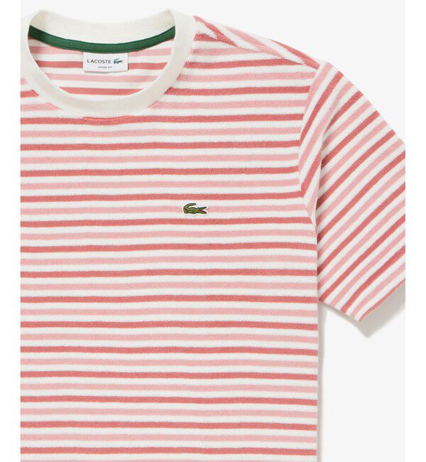 LACOSTE「オーバーサイズ ハイゲージパイル地ボーダー半袖Tシャツ」|Tシャツ・カットソー|