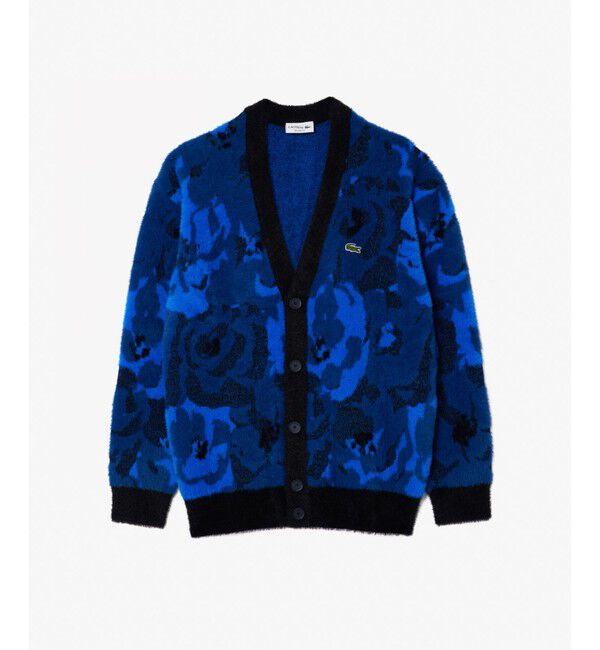 LACOSTE「フローラルジャカードシャギーニットカーディガン」|カーディガン|