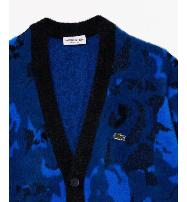 LACOSTE「フローラルジャカードシャギーニットカーディガン」|カーディガン|