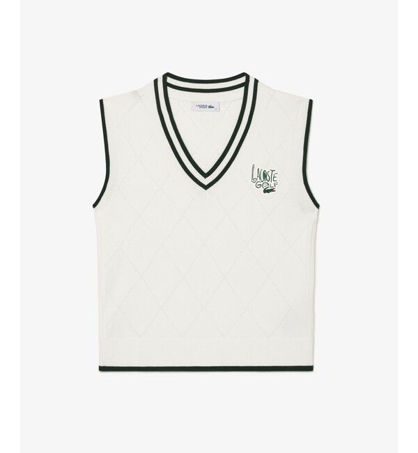 LACOSTE「UVカット UPF50 アーガイルジャカードゴルフニットベスト」|ベスト・ジレ|