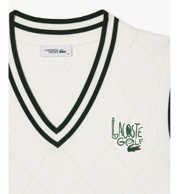 LACOSTE「UVカット UPF50 アーガイルジャカードゴルフニットベスト」|ベスト・ジレ|