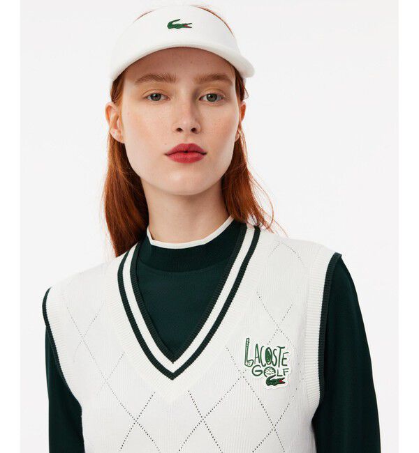 LACOSTE「UVカット UPF50 アーガイルジャカードゴルフニットベスト」|ベスト・ジレ|