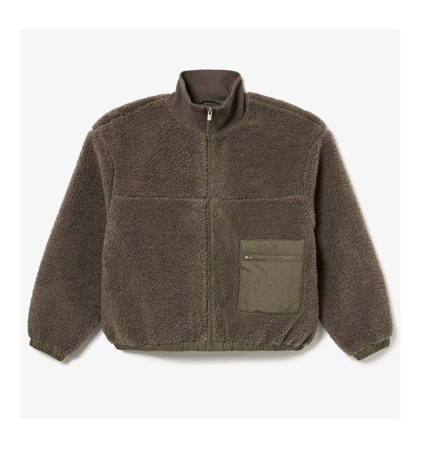 LACOSTE「リブニットスタンドカラーソフトボアジャケット / スタンドジップボアブルゾン」|ブルゾン・スタジャン|