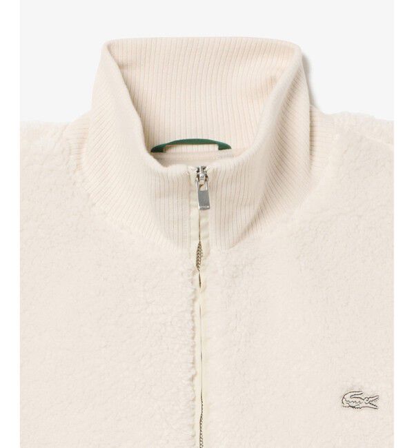 LACOSTE「リブニットスタンドカラーソフトボアジャケット / スタンドジップボアブルゾン」|ブルゾン・スタジャン|