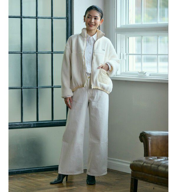 LACOSTE「リブニットスタンドカラーソフトボアジャケット / スタンドジップボアブルゾン」|ブルゾン・スタジャン|