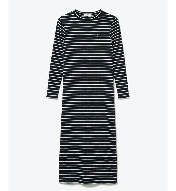 LACOSTE「コットンリブニットドレス / ニットワンピース / 無地 ボーダー」|ワンピース|