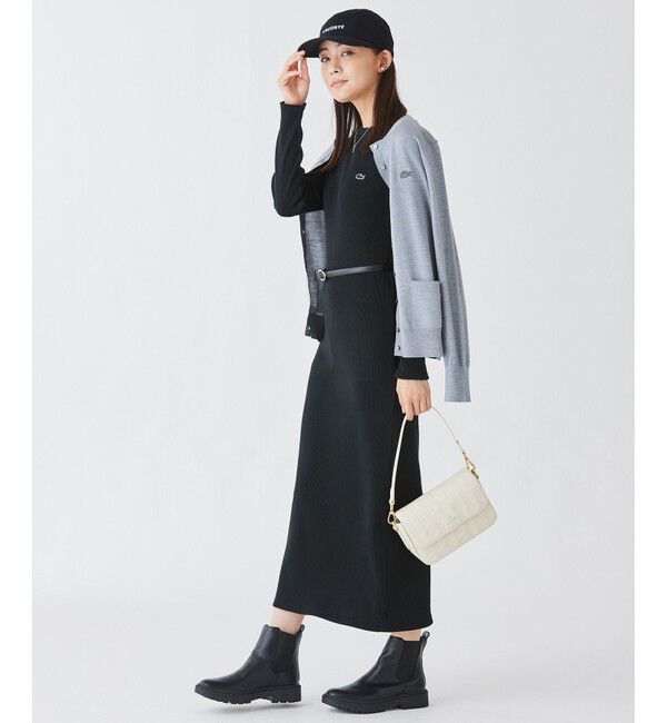 LACOSTE「コットンリブニットドレス / ニットワンピース / 無地 ボーダー」|ワンピース|