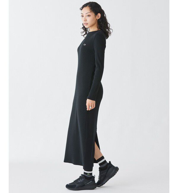 LACOSTE「コットンリブニットドレス / ニットワンピース / 無地 ボーダー」|ワンピース|