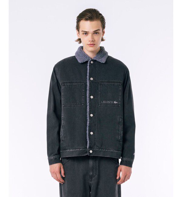 LACOSTE「ボアライニングデニムジャケット」|ブルゾン・スタジャン|ブラック
