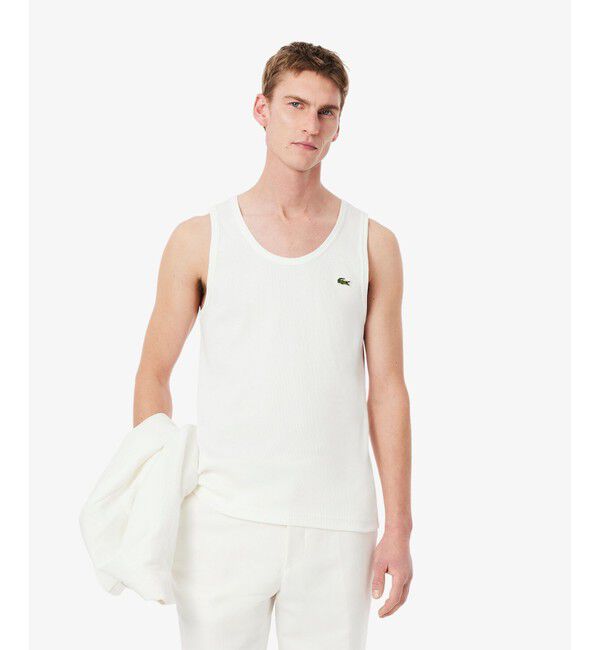 LACOSTE「コットンリブニットタンクトップ」|Tシャツ・カットソー|ホワイト