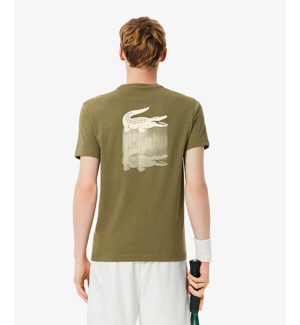 LACOSTE「フェイドエフェクトワニロゴバックプリントウルトラドライTシャツ」|Tシャツ・カットソー|オリーブ