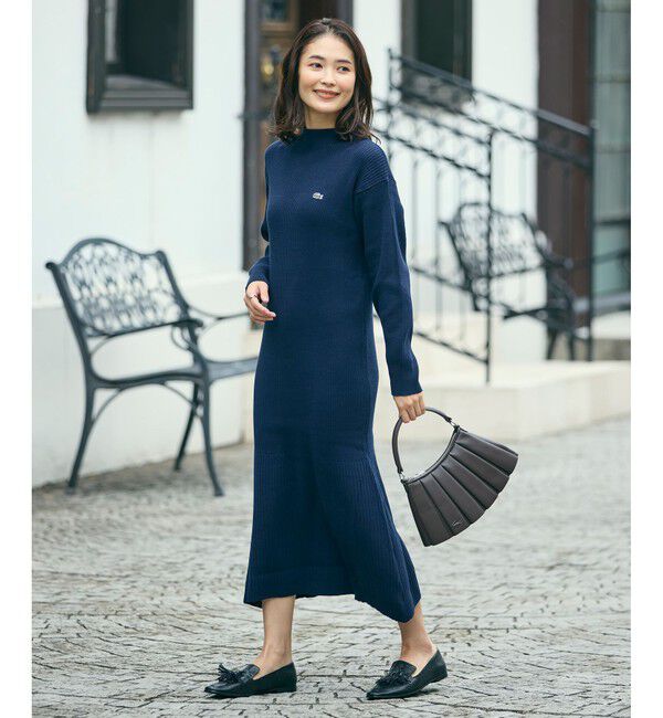 LACOSTE「ローウエストリブニットドレス / フレアワンピース」|ワンピース|