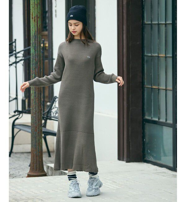 LACOSTE「ローウエストリブニットドレス / フレアワンピース」|ワンピース|