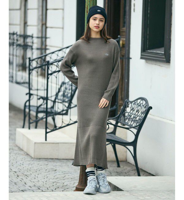 LACOSTE「ローウエストリブニットドレス / フレアワンピース」|ワンピース|