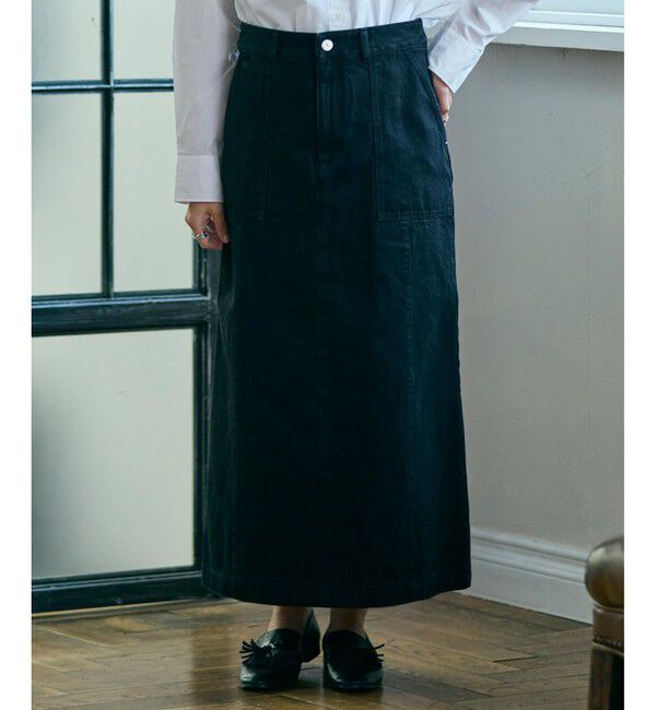 LACOSTE「ベイカーデニムスカート」|スカート|ブラック