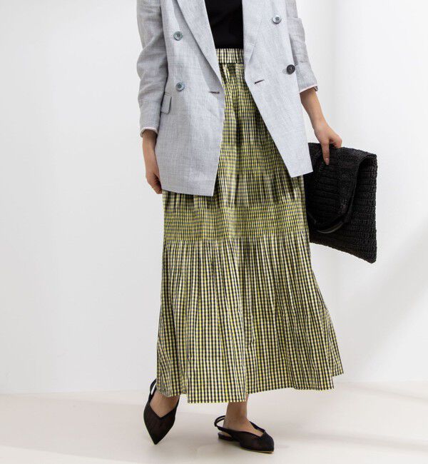 NOLLEY'S「変形プリーツチェックスカート」|スカート|イエロー系その他
