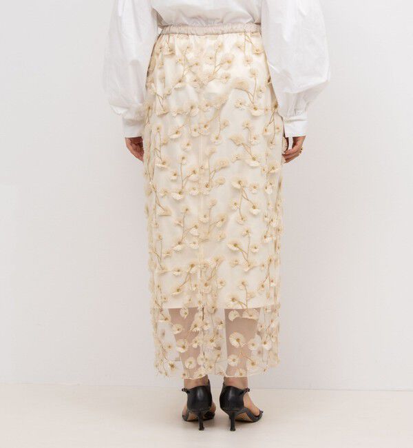 NOLLEY'S「《セットアップ対応》ウォッシャブルチュール刺繍タイトスカート」|タイト|