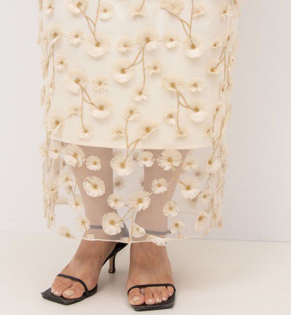 NOLLEY'S「《セットアップ対応》ウォッシャブルチュール刺繍タイトスカート」|タイト|