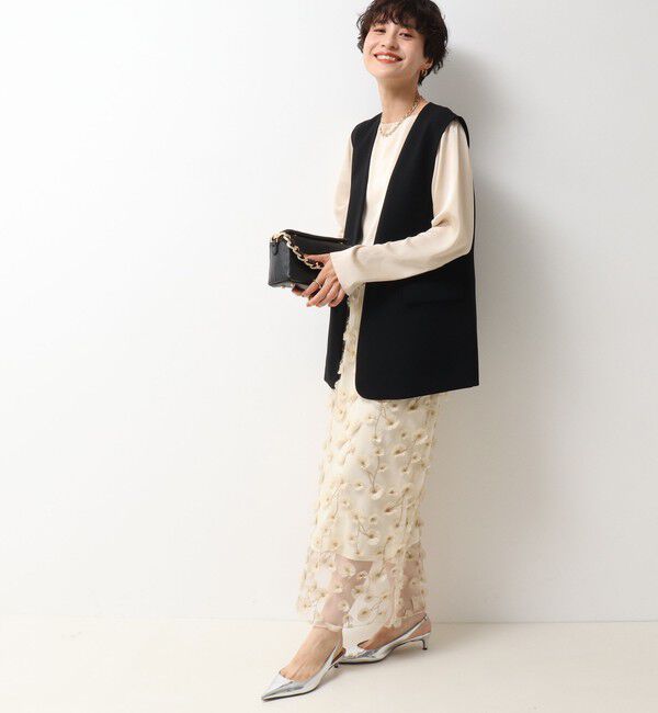 NOLLEY'S「《セットアップ対応》ウォッシャブルチュール刺繍タイトスカート」|タイト|