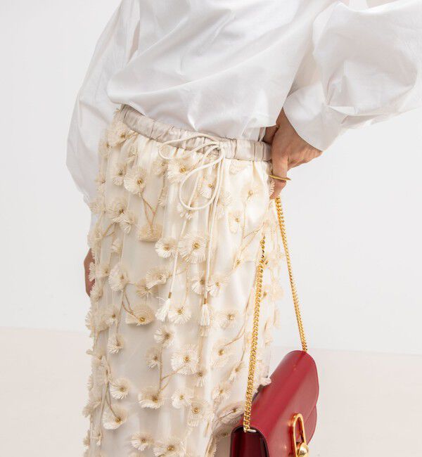 NOLLEY'S「《セットアップ対応》ウォッシャブルチュール刺繍タイトスカート」|タイト|