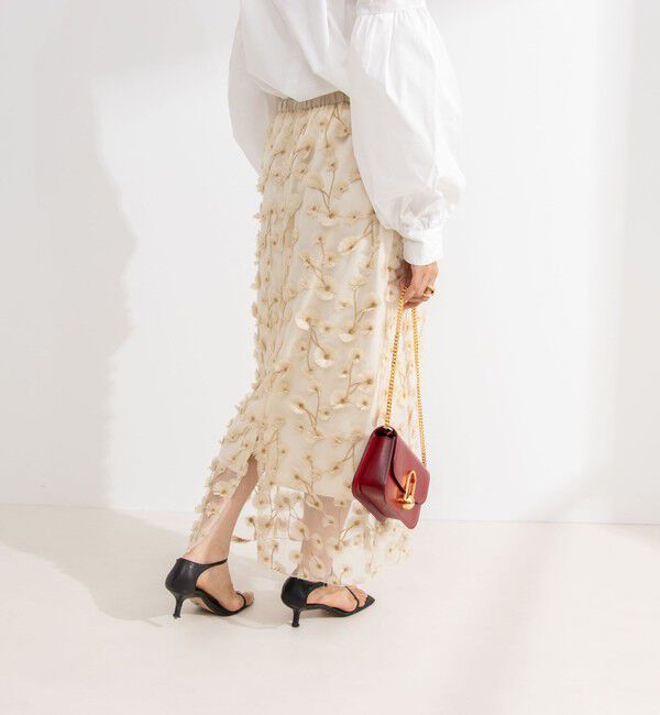 NOLLEY'S「《セットアップ対応》ウォッシャブルチュール刺繍タイトスカート」|タイト|