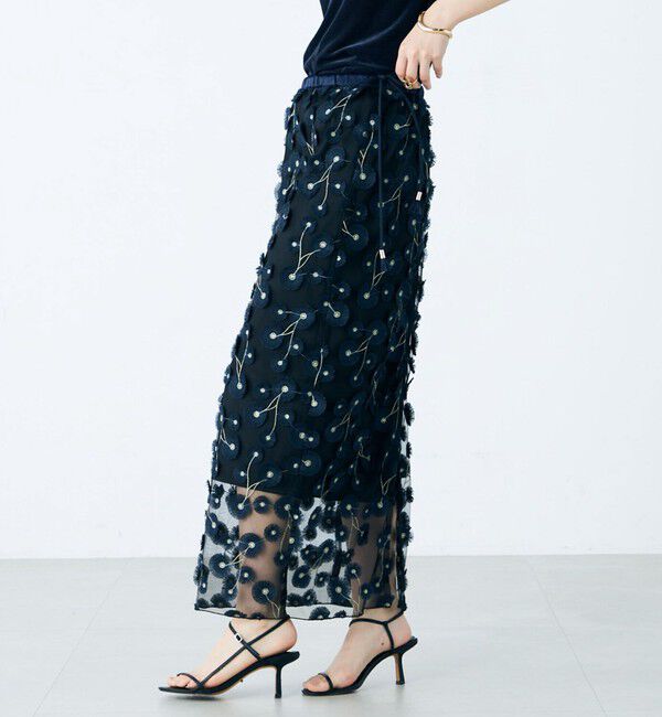 NOLLEY'S「《セットアップ対応》ウォッシャブルチュール刺繍タイトスカート」|タイト|