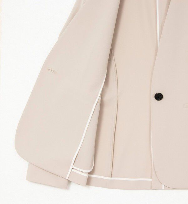 NOLLEY'S「《セットアップ対応》ウォッシャブルダブルクロスVネックジャケット」|ノーカラージャケット|