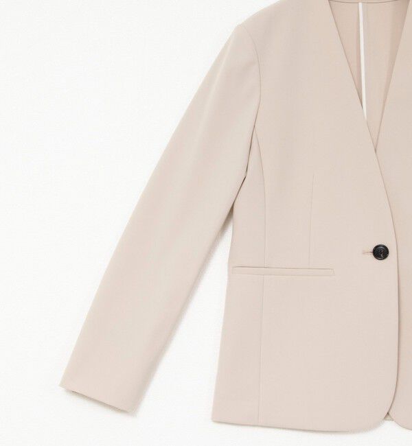 NOLLEY'S「《セットアップ対応》ウォッシャブルダブルクロスVネックジャケット」|ノーカラージャケット|