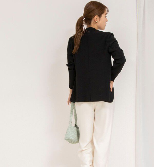 NOLLEY'S「《セットアップ対応》ウォッシャブルダブルクロスVネックジャケット」|ノーカラージャケット|