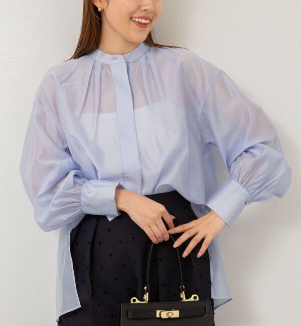 NOLLEY'S「バンドカラーシアーブラウス」|シャツ・ブラウス|