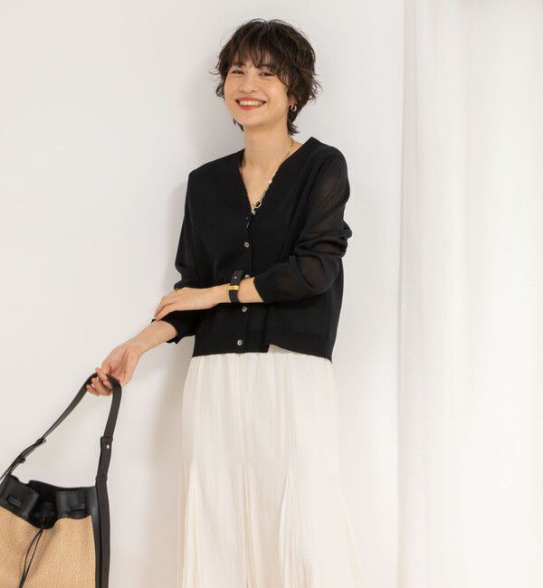 NOLLEY'S「《アンサンブル対応》ハーフシアーVネックカーディガン」|カーディガン|